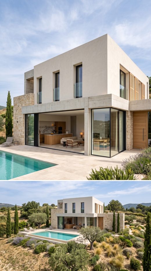 Villa contemporaine avec piscine et baies vitrées